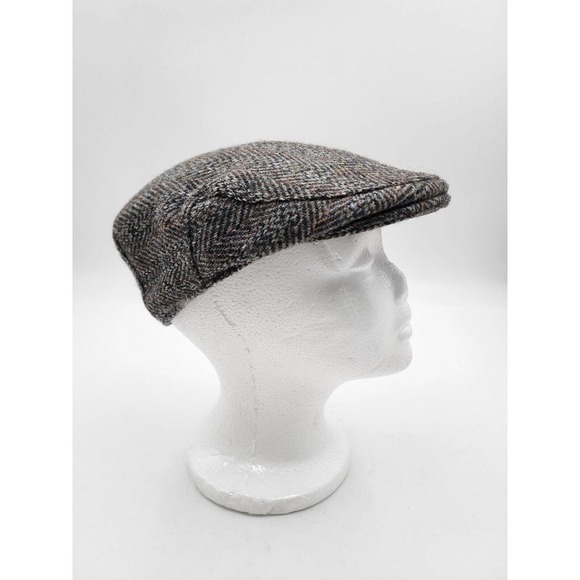 Harris Tweed Newsboy Flat Driving Cap Hat Wool England Herringbone Quality Men M - Picture 1 of 9